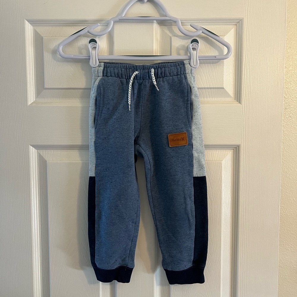 Hurley Blue and Gray Jogger Sweatpants with Elastic Cuffs